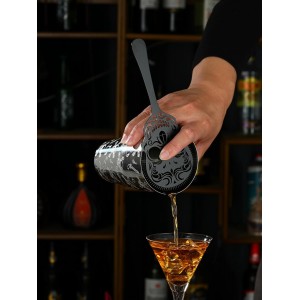Matte Black Skull Cocktail Strainer Bar Strainer with Handle