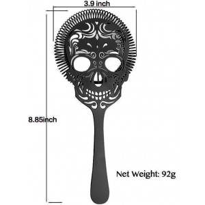 Matte Black Skull Cocktail Strainer Bar Strainer with Handle