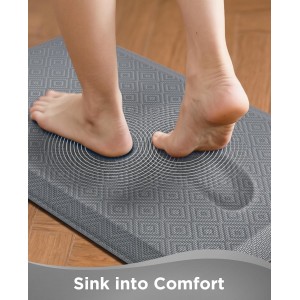 Ophanie Kitchen mats for Floor, 3/4 inch Thick, Kitchen Rugs, 20x39 Anti Fatigue Standing Cushioned Mat, Waterproof, Comfort Ergonomic mat for Office, Home, Sink, Grey Non-Slip Bottom