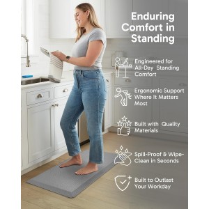 Ophanie Kitchen mats for Floor, 3/4 inch Thick, Kitchen Rugs, 20x39 Anti Fatigue Standing Cushioned Mat, Waterproof, Comfort Ergonomic mat for Office, Home, Sink, Grey Non-Slip Bottom