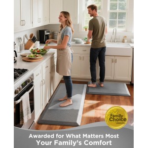 Ophanie Kitchen mats for Floor, 3/4 inch Thick, Kitchen Rugs, 20x39 Anti Fatigue Standing Cushioned Mat, Waterproof, Comfort Ergonomic mat for Office, Home, Sink, Grey Non-Slip Bottom