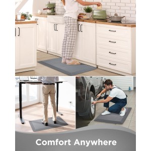 Ophanie Kitchen mats for Floor, 3/4 inch Thick, Kitchen Rugs, 20x39 Anti Fatigue Standing Cushioned Mat, Waterproof, Comfort Ergonomic mat for Office, Home, Sink, Grey Non-Slip Bottom