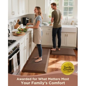 Ophanie Kitchen mats for Floor, 3/4 inch Thick, Kitchen Rugs, 20x39 Anti Fatigue Standing Cushioned Mat, Waterproof,Comfort Ergonomic mat for Office, Home, Sink, Brown Non-Slip Bottom