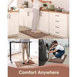 Ophanie Kitchen mats for Floor, 3/4 inch Thick, Kitchen Rugs, 20x39 Anti Fatigue Standing Cushioned Mat, Waterproof,Comfort Ergonomic mat for Office, Home, Sink, Brown Non-Slip Bottom