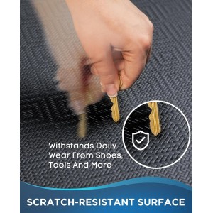 Ophanie Kitchen Mats for Floor, 3/4 inch Thick, 20x39 Anti Fatigue Cushioned Mat, Kitchen Rugs, Waterproof, Comfort Ergonomic Standing Mat for Office, Home, Sink, Black Non-Slip Ridged Bottom