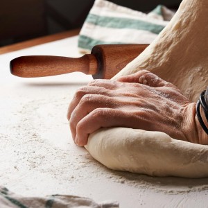 Classic Sapele Wooden Rolling Pin With Handles,Wood Baking Roller （17''L x 1.77