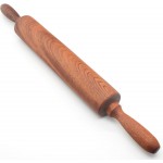 Classic Sapele Wooden Rolling Pin With Handles,Wood Baking Roller （17''L x 1.77
