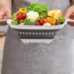 Collapsible Colander Set, Square Round Triangles Silicone Kitchen Strainer Perfect for Draining Pasta Vegetable fruit 2 PCS (10.8