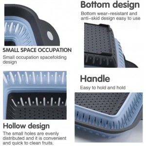 Collapsible Colander Set, Square Round Triangles Silicone Kitchen Strainer Perfect for Draining Pasta Vegetable fruit 2 PCS (10.8