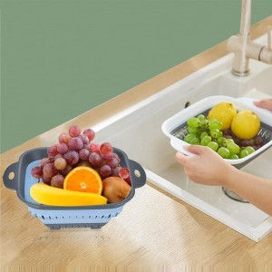 Collapsible Colander Set, Square Round Triangles Silicone Kitchen Strainer Perfect for Draining Pasta Vegetable fruit 2 PCS (10.8