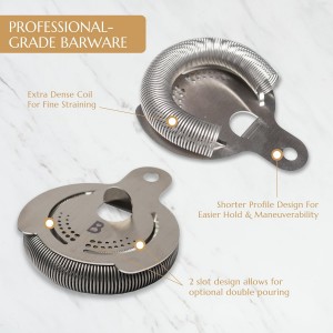 Hawthorne Strainer by Bull in China In Stainless Steel - Made In USA - High Density Spring Cocktail Strainer for Boston Shakers and Mixing Glasses for Bars & Bartenders