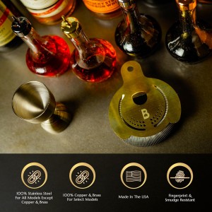 Hawthorne Strainer by Bull in China In Frosted Teal - Made In USA - High Density Spring Cocktail Strainer for Boston Shakers and Mixing Glasses for Bars & Bartenders