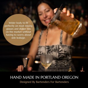 Hawthorne Strainer by Bull in China In Frosted Teal - Made In USA - High Density Spring Cocktail Strainer for Boston Shakers and Mixing Glasses for Bars & Bartenders