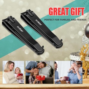 2PCS Nail Clippers Set, Heavy Duty Black Matte Stainless Steel nail Clipper with Nail File, Ultra Sharp Fingernail and Toenail Clipper Cutters,Clipper Tools for Men & Women