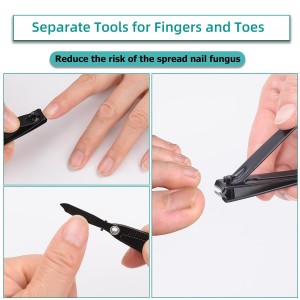 2PCS Nail Clippers Set, Heavy Duty Black Matte Stainless Steel nail Clipper with Nail File, Ultra Sharp Fingernail and Toenail Clipper Cutters,Clipper Tools for Men & Women