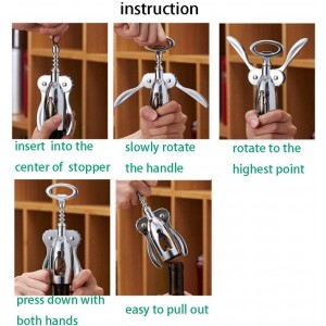 Corkscrew Bottle Opener - Wing Corkscrews Beer Cap Bottles Opener Remover for Kitchen Restaurant Bar Waiters