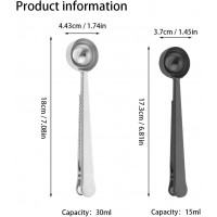 Coffee Scoop,Stainless Steel Coffee Scoop Clip,Coffee Spoon Measuring,for Ground Coffee and Beans,Set of 2(15ml/Black+30ml/Silver).