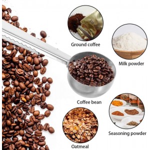 Coffee Scoop,Stainless Steel Coffee Scoop Clip,Coffee Spoon Measuring,for Ground Coffee and Beans,Set of 2(15ml/Black+30ml/Silver).