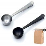 Coffee Scoop,Stainless Steel Coffee Scoop Clip,Coffee Spoon Measuring,for Ground Coffee and Beans,Set of 2(15ml/Black+30ml/Silver).