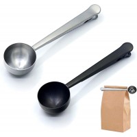 Coffee Scoop,Stainless Steel Coffee Scoop Clip,Coffee Spoon Measuring,for Ground Coffee and Beans,Set of 2(15ml/Black+30ml/Silver).