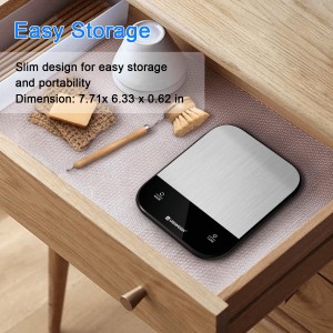 Food Scales for Kitchen,Digital Scale Grams and Ounces for Food Weight,Baking,Cooking,Meal Prep,Small Kitchen Scales with 7 Weighing Units/LED Display/Tare Function,Stainless Steel,Black