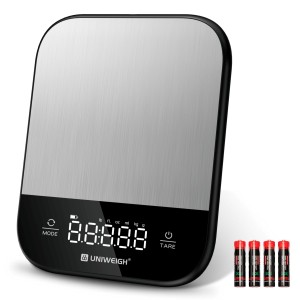 Food Scales for Kitchen,Digital Scale Grams and Ounces for Food Weight,Baking,Cooking,Meal Prep,Small Kitchen Scales with 7 Weighing Units/LED Display/Tare Function,Stainless Steel,Black