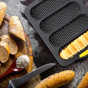 Set of 3 Silicone Baguette Pan and Hamburger Bun Pan Set with Spatula Nonstick 4 Wave Baguette Baking Tray 6 Cup Hamburger Bun Mold for Homemade Bread Loaf Sandwich, Oven Safe