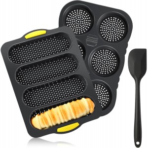 Set of 3 Silicone Baguette Pan and Hambu...