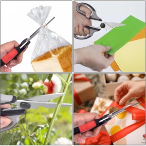 Left Handed Scissors Kitchen Shears, All Purpose Left Hand Heavy Duty Meat Scissors Poultry Shears, Lefty Tools Utensils, 2-Pack (Black/Red, Black/Gray)