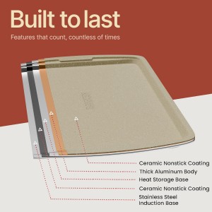 Bakken Swiss - Bakeware Set – 6 Piece – Stackable, Deluxe, Non-Stick Baking Pans for Professional and Home Cooking – Carbon Steel, White Stone Coating