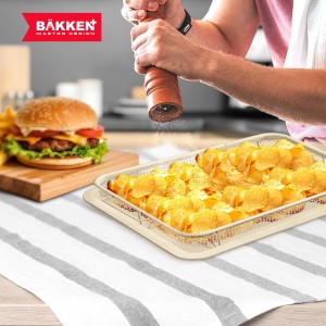 Bakken Swiss Crisper Tray - 2-Piece Set – White Marble, Non-Stick Basket Design for Healthier Cooking in Regular Ovens - Achieve Perfectly Crispy Chips, Bacon and More