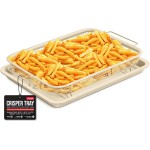 Bakken Swiss Crisper Tray - 2-Piece Set – White Marble, Non-Stick Basket Design for Healthier Cooking in Regular Ovens - Achieve Perfectly Crispy Chips, Bacon and More
