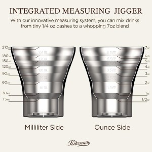 Kitessensu Hybrid Cocktail Shaker | Vacuum Insulated Stainless Steel Martini Shaker with Double Wall Martini Cup | Integrated Measuring System | Tumbler Lid & Cocktail Recipes Included | Crown