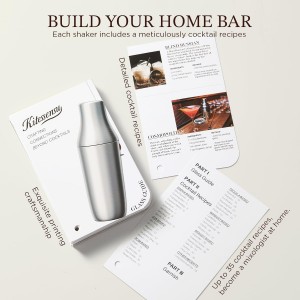 Kitessensu Hybrid Cocktail Shaker | Vacuum Insulated Stainless Steel Martini Shaker with Double Wall Martini Cup | Integrated Measuring System | Tumbler Lid & Cocktail Recipes Included | Crown