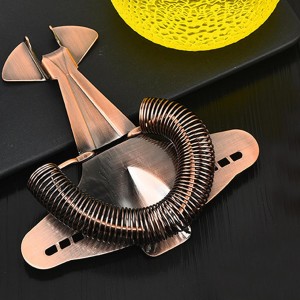 Stainless Steel Cocktail Strainer, Flexible Spring Hawthorne Strainer, Stainless Steel Beverage Strainer, Fighter Plane Design for Home Bar, Party, Professional Bartending