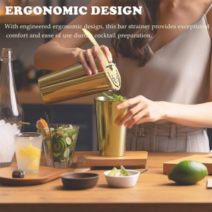 Gold Cocktail Strainer for Drinks 2 Prong Hawthorne Strainer with Removable Spring Stainless Steel Bartending Strainer Bar Cart Tool