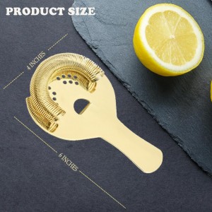 Gold Cocktail Strainer for Drinks 2 Prong Hawthorne Strainer with Removable Spring Stainless Steel Bartending Strainer Bar Cart Tool