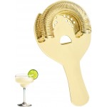 Gold Cocktail Strainer for Drinks 2 Prong Hawthorne Strainer with Removable Spring Stainless Steel Bartending Strainer Bar Cart Tool