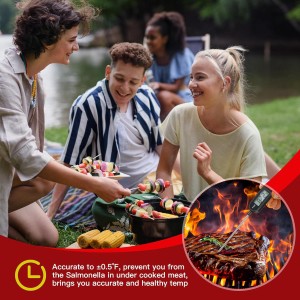 6 Pcs Instant Read Meat Thermometer with Long Probe 9.65 Inch Kitchen Cooking Food Candy Waterproof Digital Thermometer for BBQ Water Milk Yogurt Liquid (Round&Square Ring,Black,White,Red)