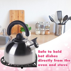 Lyrow 3 Pack Heart Cast Iron Trivet Set Valentine Pot Holders Metal Trivets for Hot Dishes Decorative Pot Holders Vintage Design Gift for Kitchen Countertop Dining Table Farmhouse Decoration(Black)