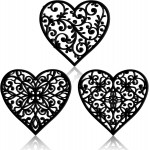 Lyrow 3 Pack Heart Cast Iron Trivet Set Valentine Pot Holders Metal Trivets for Hot Dishes Decorative Pot Holders Vintage Design Gift for Kitchen Countertop Dining Table Farmhouse Decoration(Black)