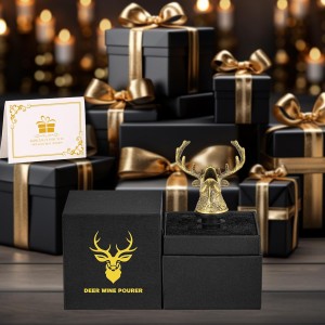 LKKCHER Deer Head Wine Bottle Pourer and Stopper Birthday Gifts Hunting Gifts for Hunters Men Dad Liquor Bottle Pourers Spout for Alcohol Spirits, Stag Gifts Wine Gifts, Bronze