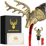 LKKCHER Deer Head Wine Bottle Pourer and Stopper Birthday Gifts Hunting Gifts for Hunters Men Dad Liquor Bottle Pourers Spout for Alcohol Spirits, Stag Gifts Wine Gifts, Bronze