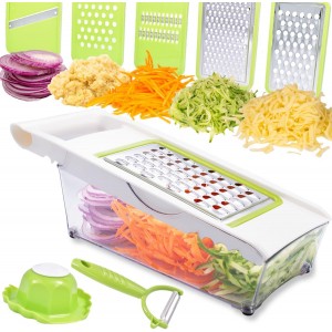 Cheese Grater with Container,5 In 1 Mand...