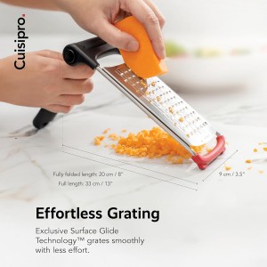 CUISIPRO Surface Glide Technology Stainless Steel Folding Handle Grater, Coarse