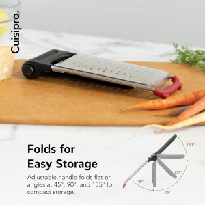 CUISIPRO Surface Glide Technology Stainless Steel Folding Handle Grater, Coarse