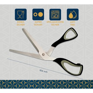 Grey Sharp Pizza Scissors Cutter with Food Grade Safe Blades. Better than Pizza Roller. Professional Pizza Cutter Scissors to Cut Pizza Like a Pro Without Removing Topping