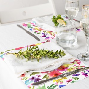 50 Sheets Floral Paper Placemat Watercolor Flower Disposable Place Mat Spring Colorful Floral Decorative Paper Table Mat for Wedding Bridal Shower Dinner Table, 11 x 17 Inch