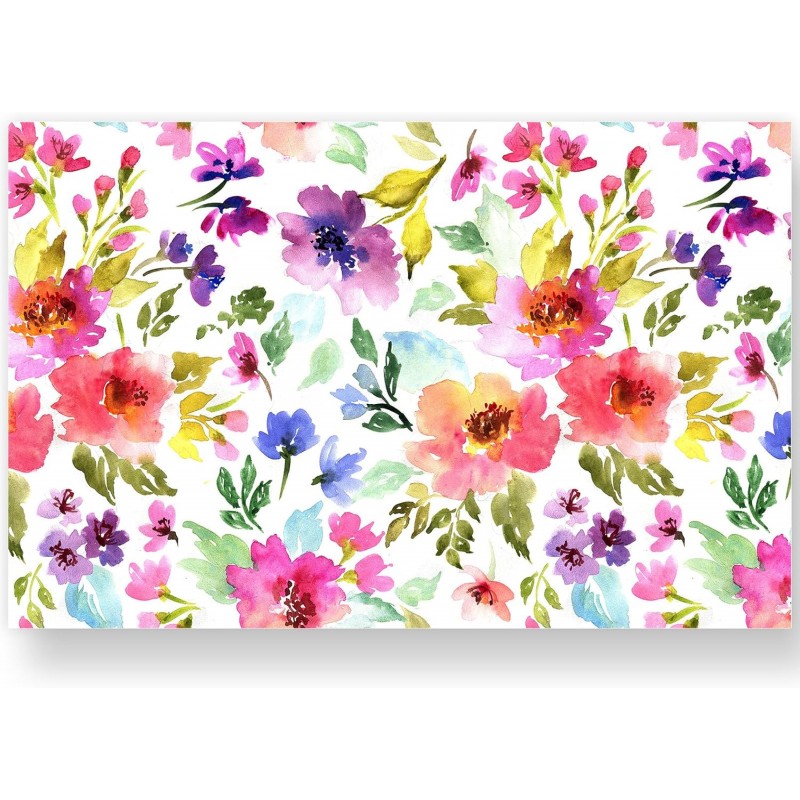 50 Sheets Floral Paper Placemat Watercolor Flower Disposable Place Mat Spring Colorful Floral Decorative Paper Table Mat for Wedding Bridal Shower Dinner Table, 11 x 17 Inch