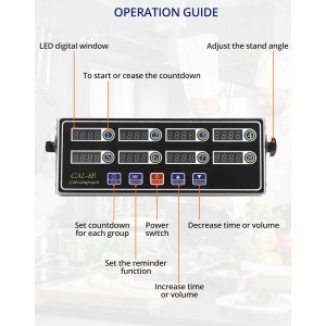 QWORK Digital Kitchen Timer - 8-Channel Multi-Timer with Waterproof Panel, Adjustable Volume